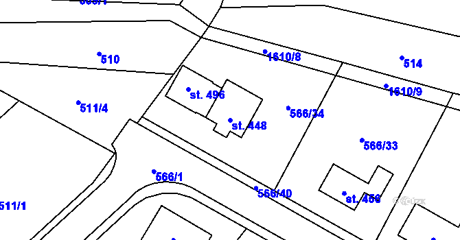 Parcela st. 448 v KÚ Vojnův Městec, Katastrální mapa