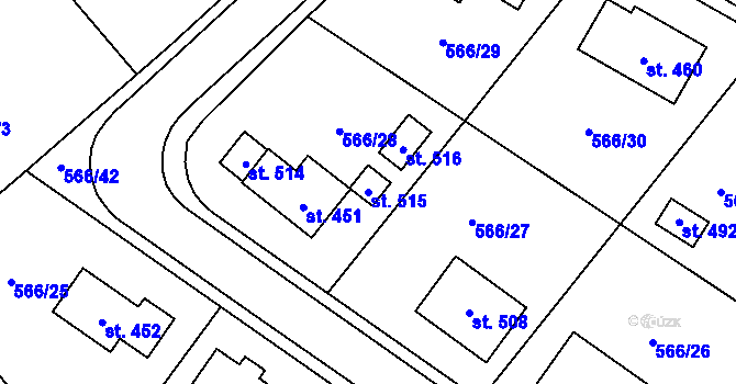 Parcela st. 515 v KÚ Vojnův Městec, Katastrální mapa