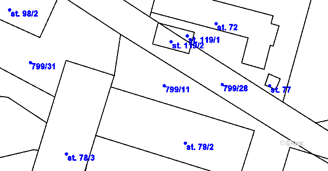 Parcela st. 799/11 v KÚ Vojovice, Katastrální mapa