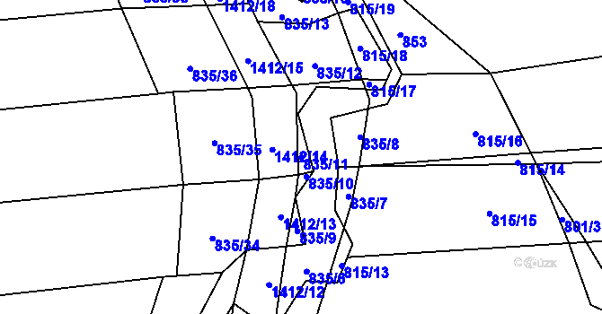 Parcela st. 835/11 v KÚ Vojovice, Katastrální mapa