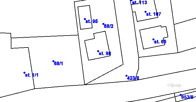 Parcela st. 98 v KÚ Vojslavice nad Želivkou, Katastrální mapa