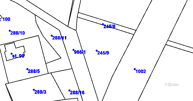 Parcela st. 245/9 v KÚ Vojslavice nad Želivkou, Katastrální mapa