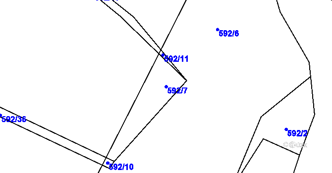 Parcela st. 592/7 v KÚ Vojslavice nad Želivkou, Katastrální mapa