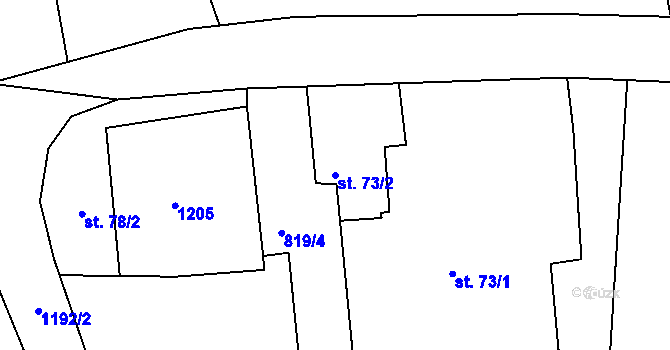 Parcela st. 73/2 v KÚ Vojtanov, Katastrální mapa