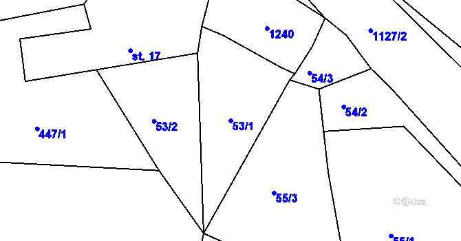 Parcela st. 53/1 v KÚ Vojtanov, Katastrální mapa