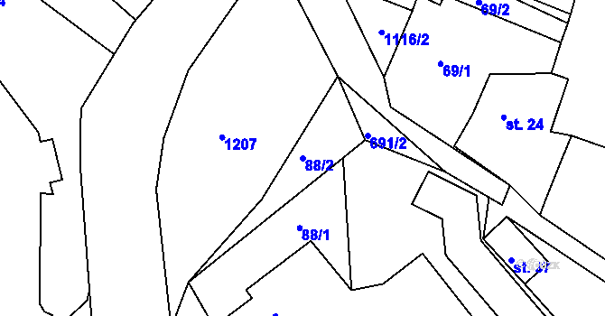 Parcela st. 88/2 v KÚ Vojtanov, Katastrální mapa