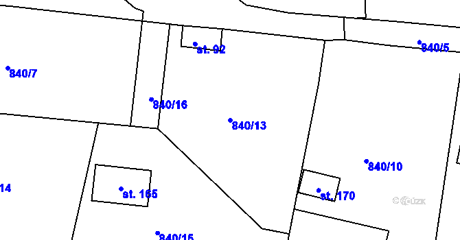 Parcela st. 840/13 v KÚ Vojtanov, Katastrální mapa