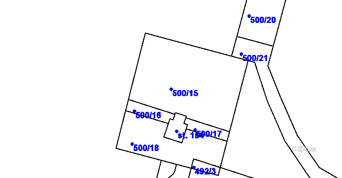 Parcela st. 500/15 v KÚ Vojtanov, Katastrální mapa