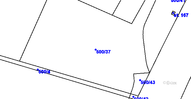Parcela st. 500/37 v KÚ Vojtanov, Katastrální mapa