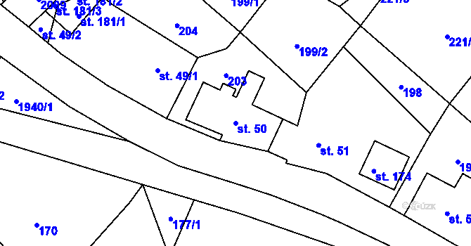 Parcela st. 50 v KÚ Vojtěchov u Hlinska, Katastrální mapa