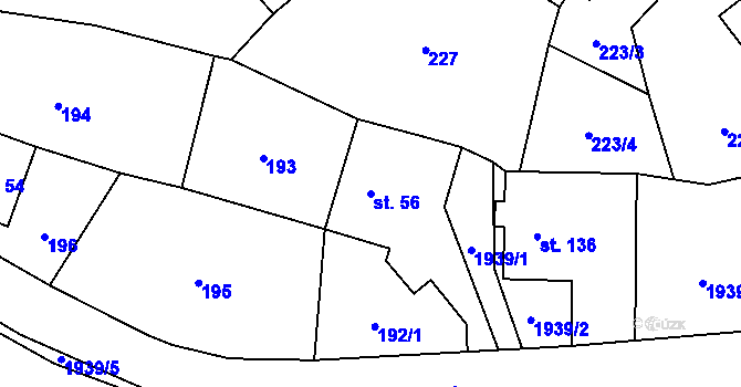 Parcela st. 56 v KÚ Vojtěchov u Hlinska, Katastrální mapa
