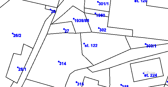 Parcela st. 122 v KÚ Vojtěchov u Hlinska, Katastrální mapa