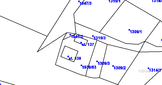 Parcela st. 137 v KÚ Vojtěchov u Hlinska, Katastrální mapa