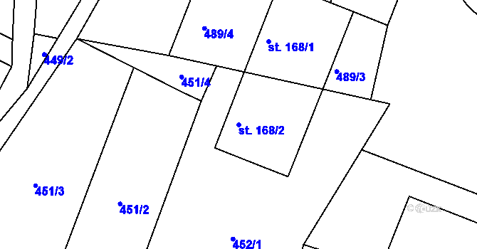 Parcela st. 168/2 v KÚ Vojtěchov u Hlinska, Katastrální mapa