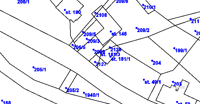 Parcela st. 181/3 v KÚ Vojtěchov u Hlinska, Katastrální mapa