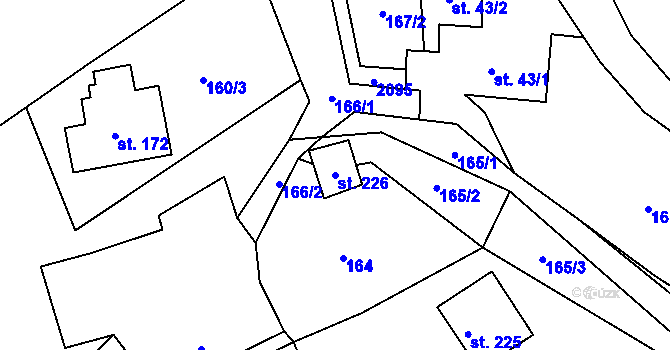 Parcela st. 226 v KÚ Vojtěchov u Hlinska, Katastrální mapa