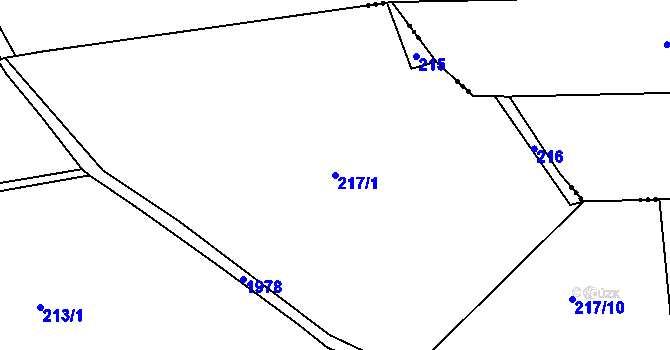 Parcela st. 217/1 v KÚ Vojtěchov u Hlinska, Katastrální mapa