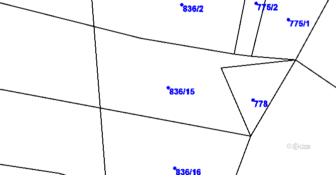 Parcela st. 836/15 v KÚ Vojtěchov u Hlinska, Katastrální mapa