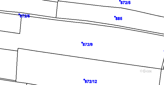 Parcela st. 872/9 v KÚ Vojtěchov u Hlinska, Katastrální mapa