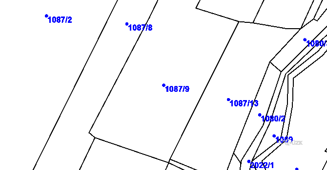 Parcela st. 1087/9 v KÚ Vojtěchov u Hlinska, Katastrální mapa