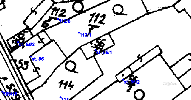 Parcela st. 56/1 v KÚ Volanice, Katastrální mapa