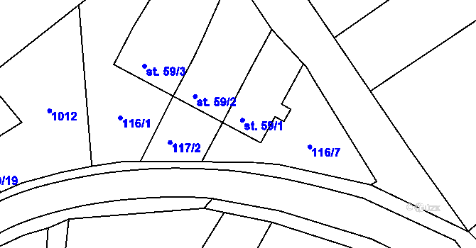 Parcela st. 59/1 v KÚ Volanice, Katastrální mapa