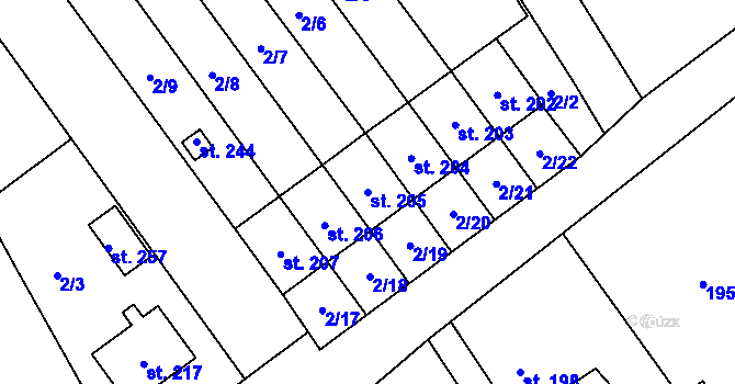 Parcela st. 205 v KÚ Volanice, Katastrální mapa