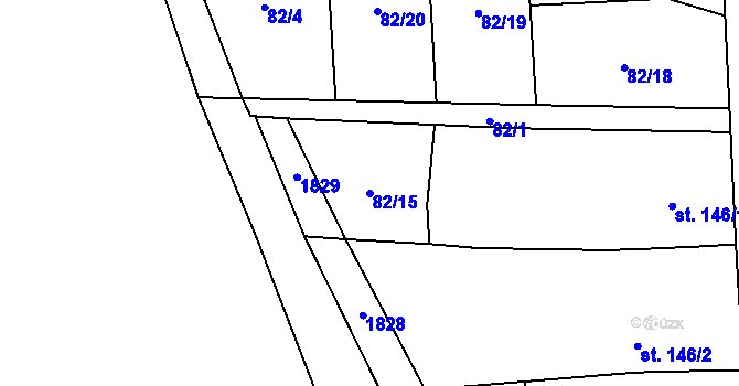 Parcela st. 82/15 v KÚ Volanice, Katastrální mapa