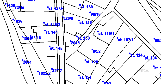Parcela st. 98/1 v KÚ Volanice, Katastrální mapa