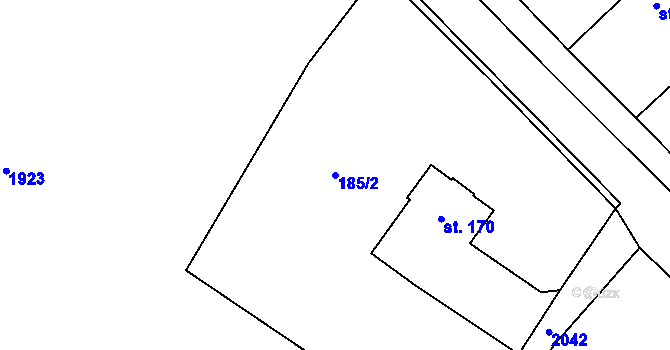 Parcela st. 185/2 v KÚ Volanice, Katastrální mapa