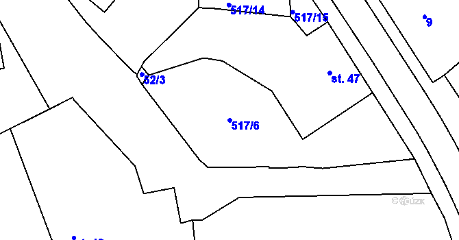 Parcela st. 517/6 v KÚ Volanice, Katastrální mapa