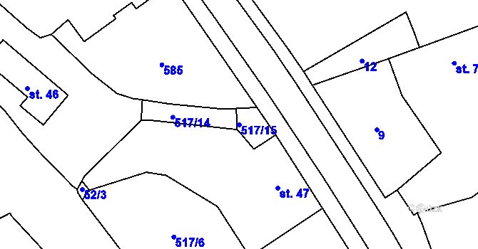 Parcela st. 517/15 v KÚ Volanice, Katastrální mapa