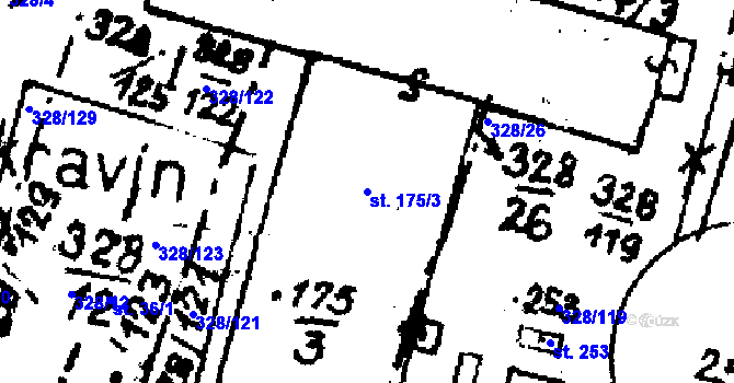 Parcela st. 175/3 v KÚ Volanice, Katastrální mapa