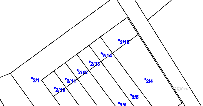 Parcela st. 2/14 v KÚ Volanice, Katastrální mapa