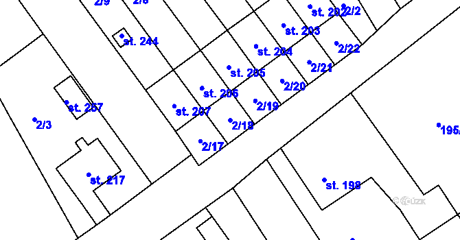 Parcela st. 2/18 v KÚ Volanice, Katastrální mapa