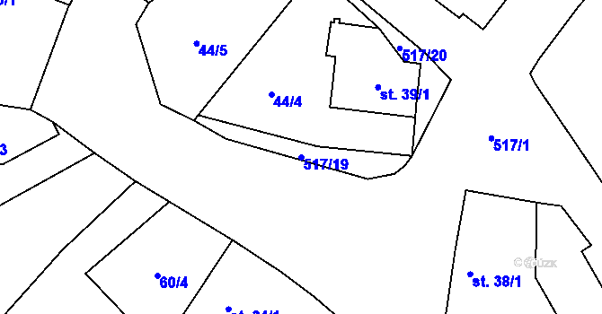 Parcela st. 517/19 v KÚ Volanice, Katastrální mapa