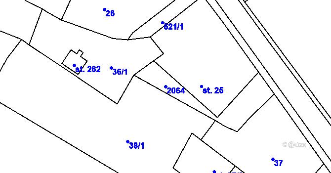 Parcela st. 2064 v KÚ Volanice, Katastrální mapa