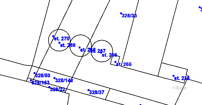Parcela st. 266 v KÚ Volanice, Katastrální mapa