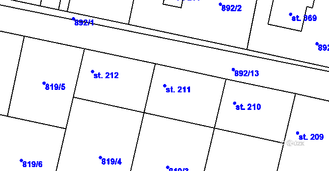 Parcela st. 211 v KÚ Volárna, Katastrální mapa