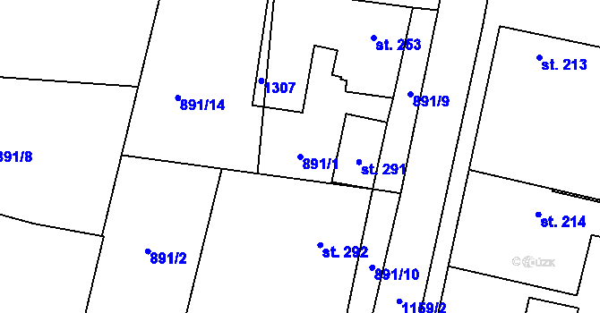 Parcela st. 891/1 v KÚ Volárna, Katastrální mapa