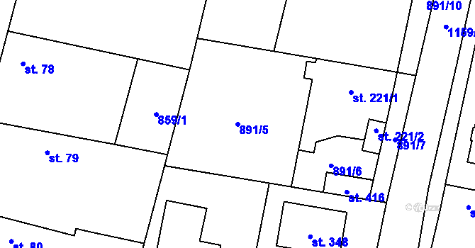 Parcela st. 891/5 v KÚ Volárna, Katastrální mapa