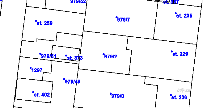 Parcela st. 979/2 v KÚ Volárna, Katastrální mapa