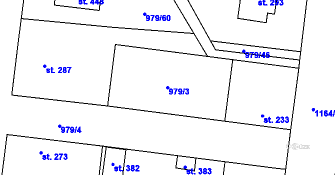 Parcela st. 979/3 v KÚ Volárna, Katastrální mapa