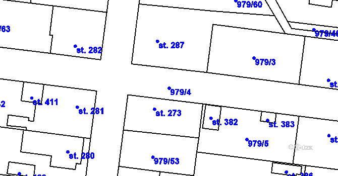 Parcela st. 979/4 v KÚ Volárna, Katastrální mapa