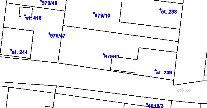 Parcela st. 979/11 v KÚ Volárna, Katastrální mapa