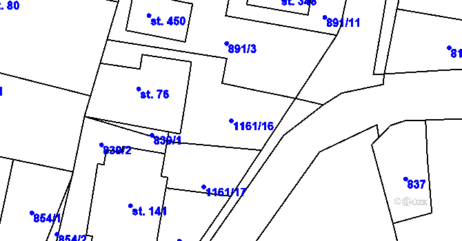 Parcela st. 1161/16 v KÚ Volárna, Katastrální mapa