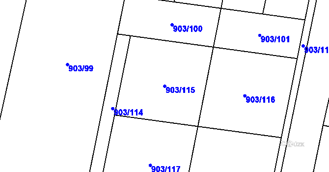 Parcela st. 903/115 v KÚ Volárna, Katastrální mapa