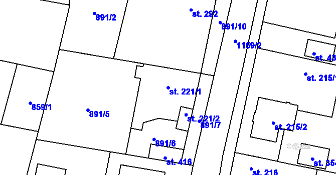 Parcela st. 221/1 v KÚ Volárna, Katastrální mapa