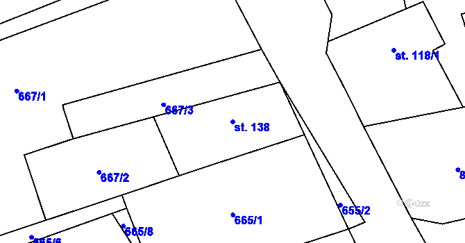 Parcela st. 138 v KÚ Chlum u Volar, Katastrální mapa
