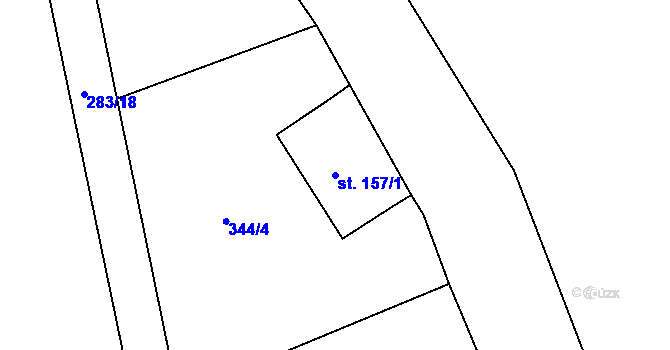 Parcela st. 157/1 v KÚ Chlum u Volar, Katastrální mapa